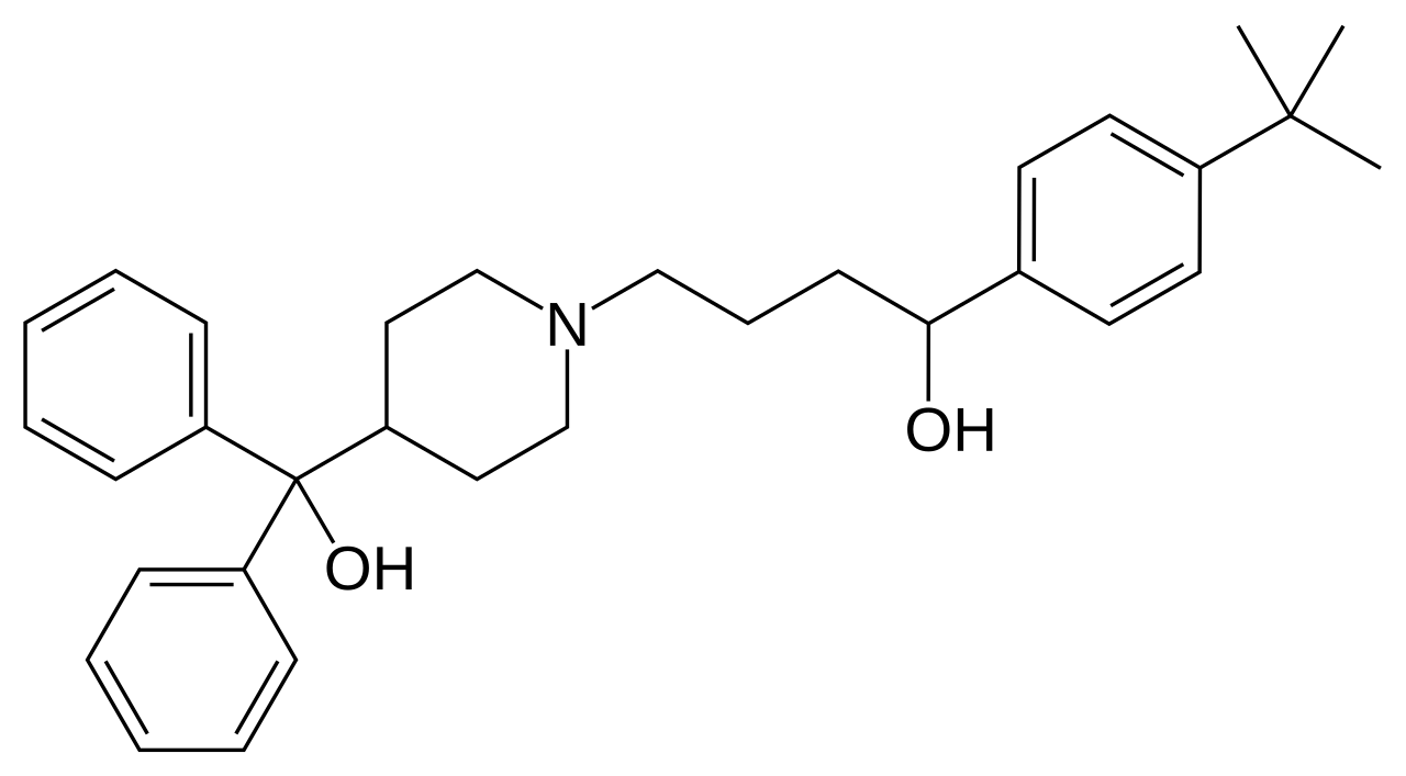 特非那定的分子结构。