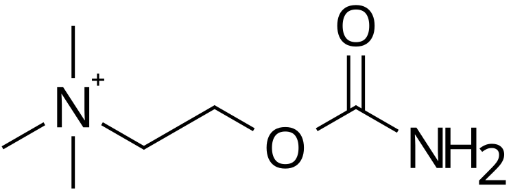 卡巴胆碱阳离子的化学结构示意。