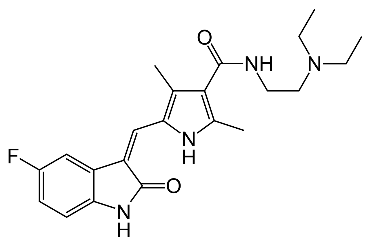 舒尼替尼的分子结构。
